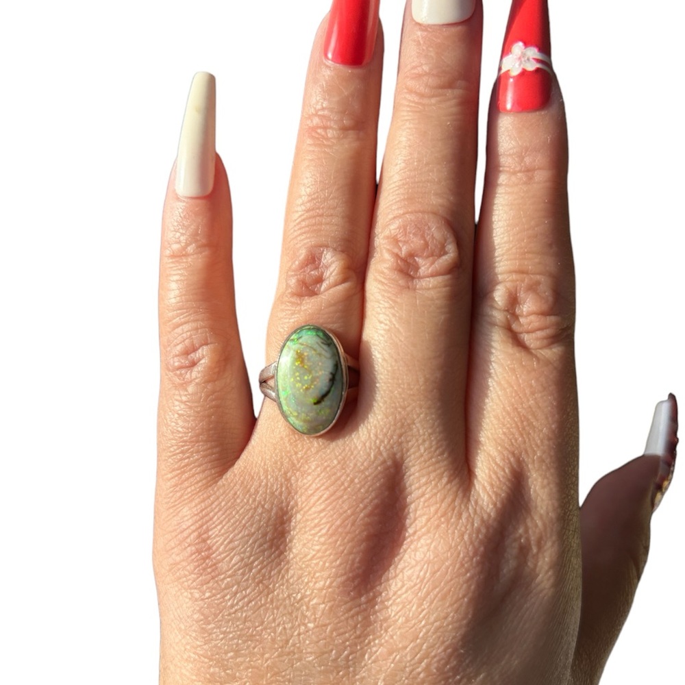 New Solid Sterling Silver Monarch Opal Gemstone R… - image 5